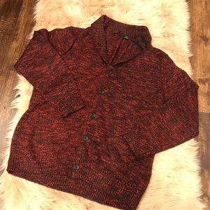 Sean John burgundy thick cardigan sweater ✨